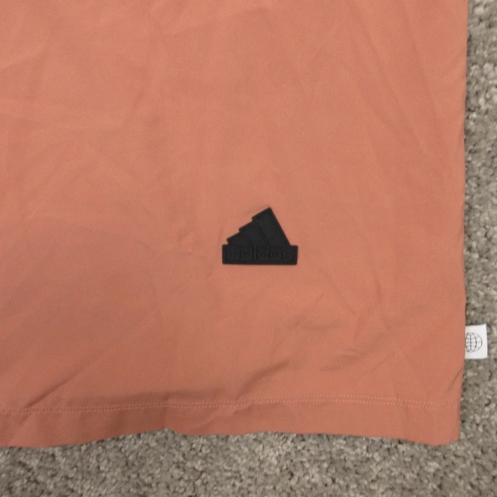 Adidas Jacket Mens 2XL Orange Short Sleeve 1/4 Zip Pullover Windbreaker Warmup